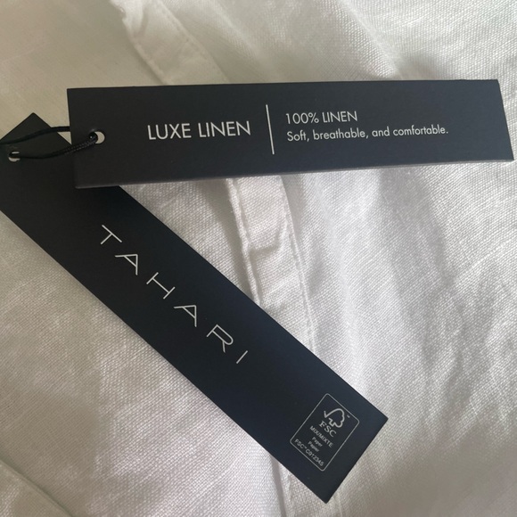 TAHARI NWT Luxe 100% Linen Side-Button Tunic – Size XL - Picture 8 of 9
